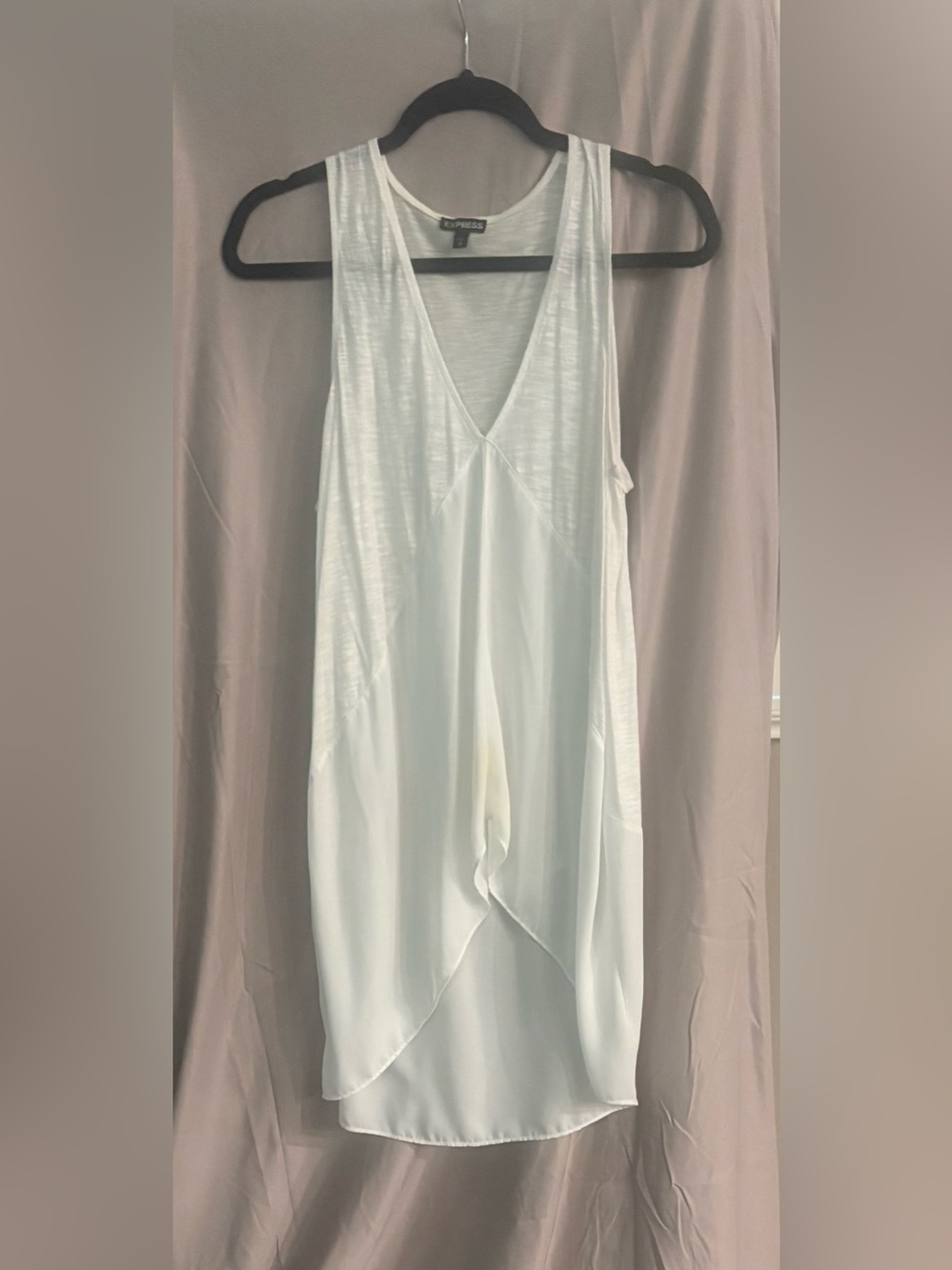Express White Draped V-Neck Tank Top
